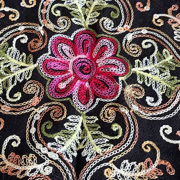 Matices Scares scarfs Floral print Fringes Boho Hippie Embroidered Beaded OS - Picture 5 of 8